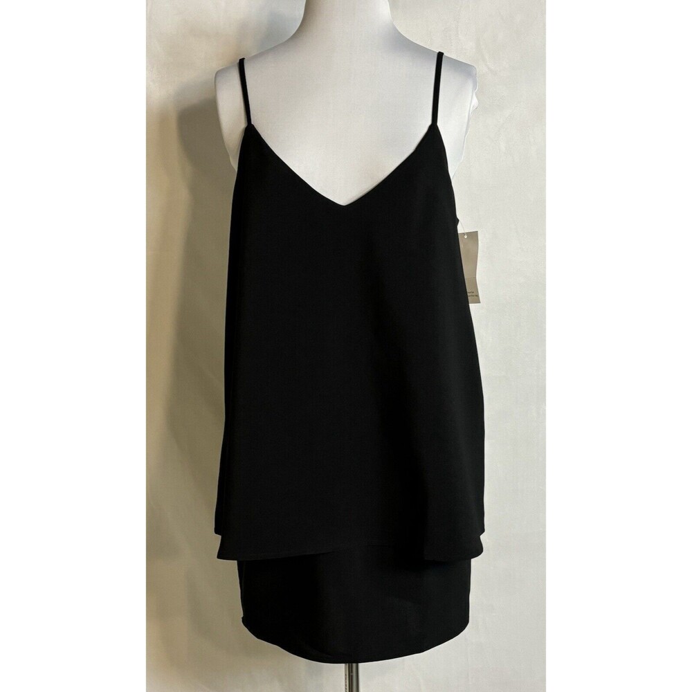 Tobi Women’s Size Medium Amour Deep V Swing Dress In Black